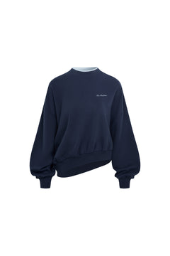 Navy Blue Faux Two-piece Sweatshirt