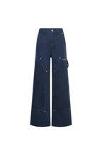 Navy Blue Washed Distressed Trousers