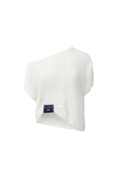 White Relaxed Off-shoulder Collar Top