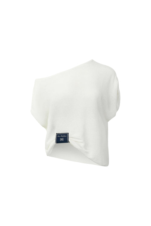 White Relaxed Off-shoulder Collar Top