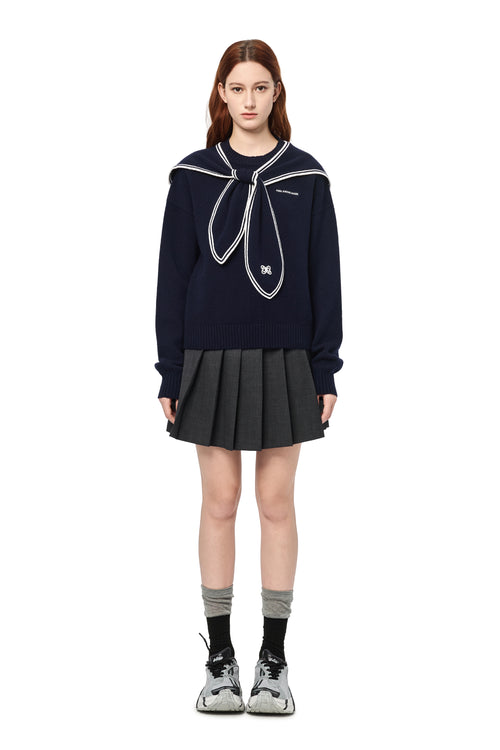 Navy Blue Sailor Collar Sweater