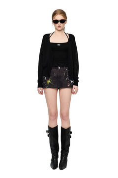 Black Halter Neck Two-piece Set