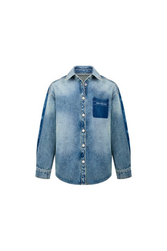 Blue Vintage Floral Denim Shirt