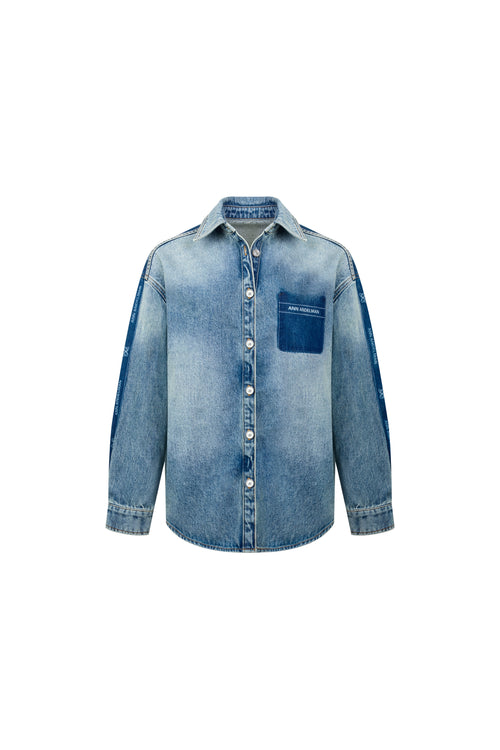 Blue Vintage Floral Denim Shirt