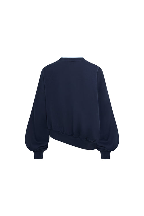 Navy Blue Faux Two-piece Sweatshirt
