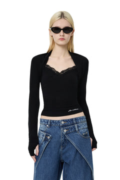 Black Lace Vest Top