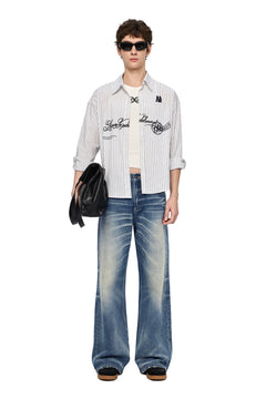 White Printed Striped Shirt