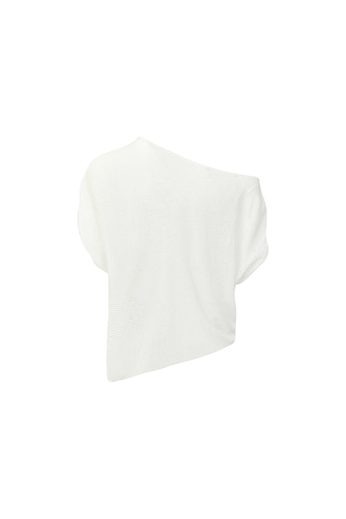 White Relaxed Off-shoulder Collar Top