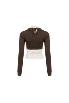 Brown Knit Halter Neck Two-piece Set