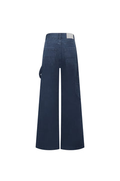 Navy Blue Washed Distressed Trousers