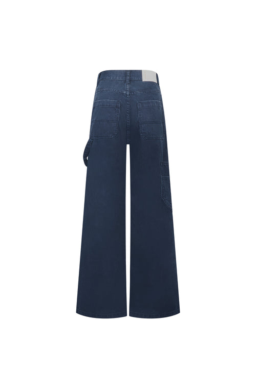 Navy Blue Washed Distressed Trousers