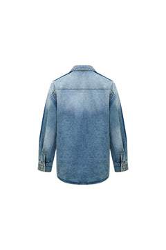 Blue Vintage Floral Denim Shirt