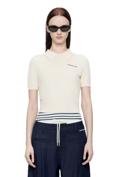 Beige Striped Faux Two-piece POLO