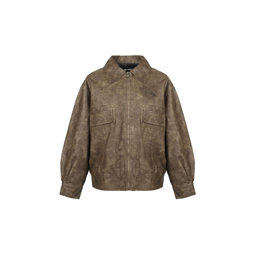 Dark Brown Vintage Distressed Leather Jacket