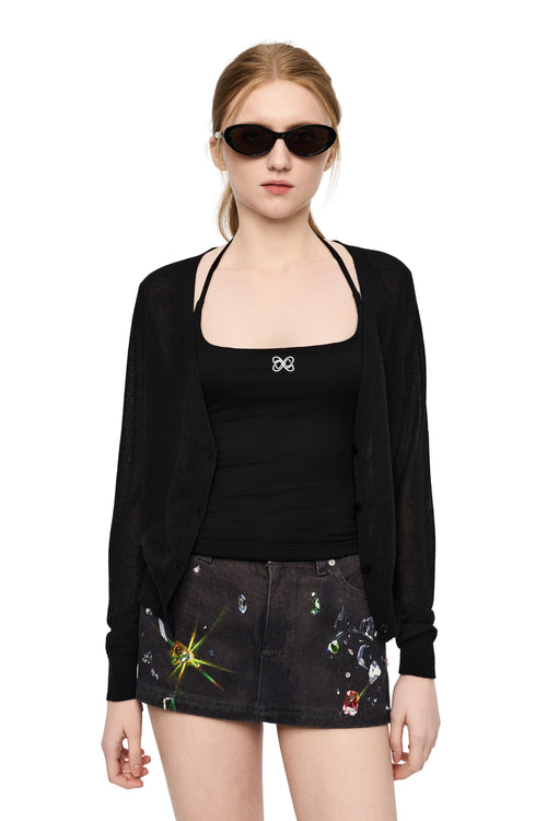 Black Halter Neck Two-piece Set