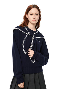 Navy Blue Sailor Collar Sweater