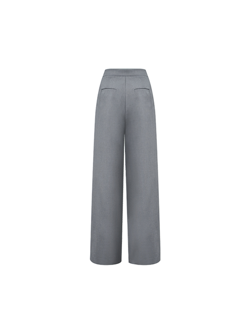 Grey One-side Waistband Folded Deconstructed Trousers