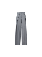 Grey One-side Waistband Folded Deconstructed Trousers