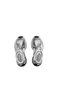 Silver and White The Fusion Retro Running Shoes