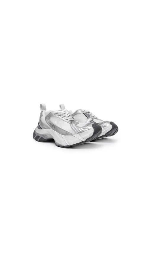 Silver and White The Fusion Retro Running Shoes