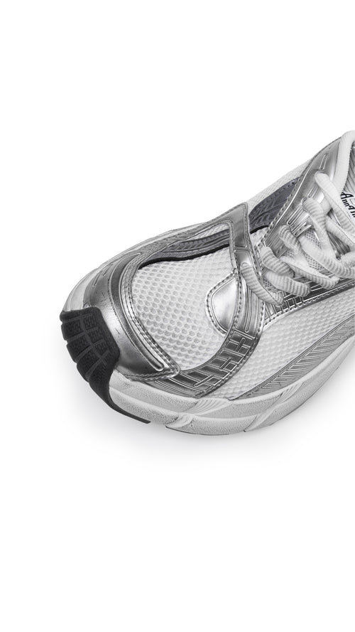 Silver and White The Fusion Retro Running Shoes