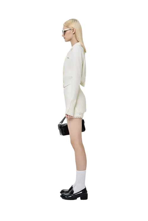 Apricot-colored Lace-trimmed Woolen Skort