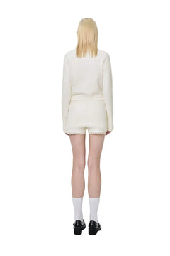 Apricot-colored Lace-trimmed Woolen Skort