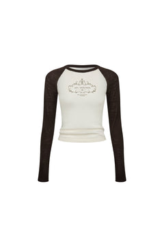 Apricot-brown Color-blocked Knitted Printed T-shirt - ANN ANDELMAN