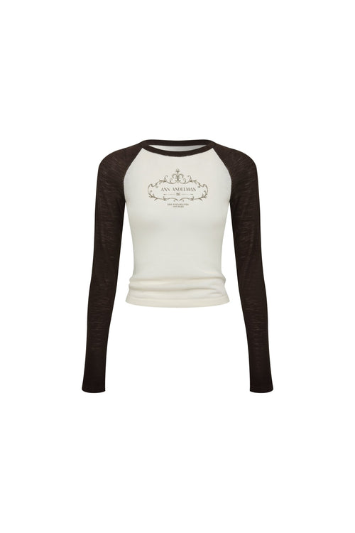 Apricot-brown Color-blocked Knitted Printed T-shirt - ANN ANDELMAN