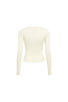 Apricot-colored Cable Knit Long-sleeved Sweater - ANN ANDELMAN
