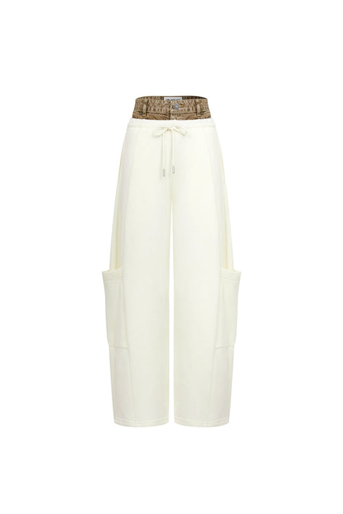 Apricot-colored Denim Sweatpants - ANN ANDELMAN