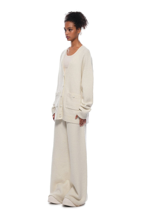 Apricot - colored Textured Wool Wide - leg Pants - ANN ANDELMAN