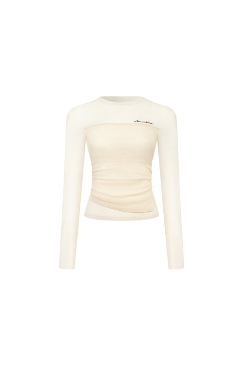 Apricot Contrast Trim faux Two - piece Knit Base Layer Top - ANN ANDELMAN