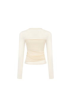 Apricot Contrast Trim faux Two - piece Knit Base Layer Top - ANN ANDELMAN