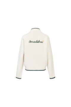Apricot Embroidered Slim Fit Stand Collar Knit Jacket - ANN ANDELMAN