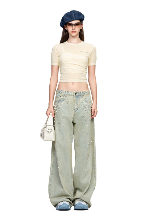 Apricot Knitted Lightweight T-shirt - ANN ANDELMAN