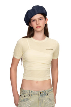 Apricot Knitted Lightweight T-shirt - ANN ANDELMAN