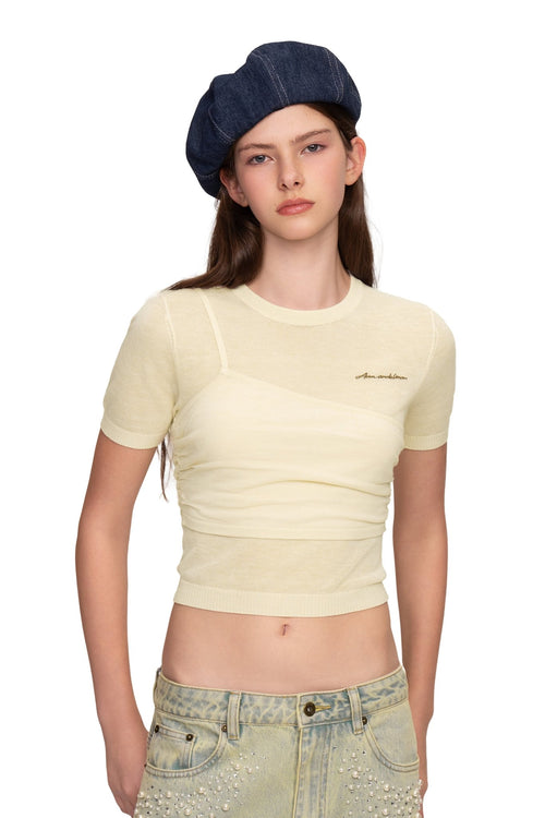 Apricot Knitted Lightweight T-shirt - ANN ANDELMAN