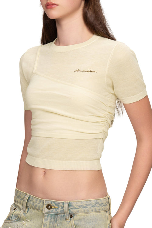 Apricot Knitted Lightweight T-shirt - ANN ANDELMAN