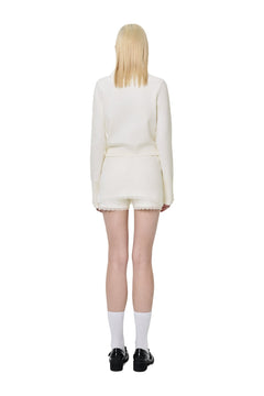 Apricot Lace-trimmed Knitted Cardigan - ANN ANDELMAN