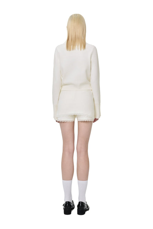 Apricot Lace-trimmed Knitted Cardigan - ANN ANDELMAN
