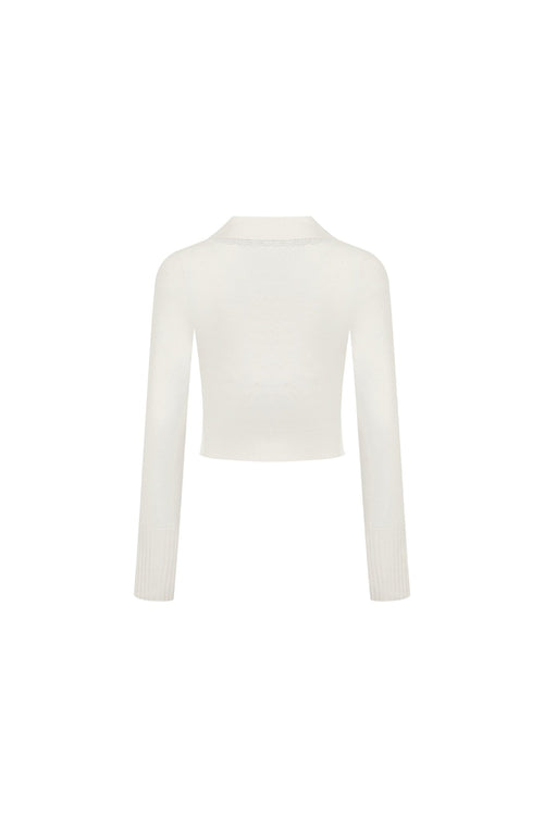 Apricot Lace-trimmed Knitted Cardigan - ANN ANDELMAN