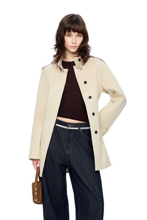 Apricot Mid-length Trench Coat - ANN ANDELMAN