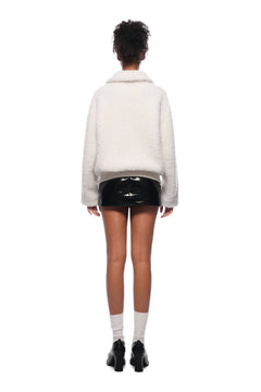 Apricot Notched Lapel Faux Fur Coat - ANN ANDELMAN