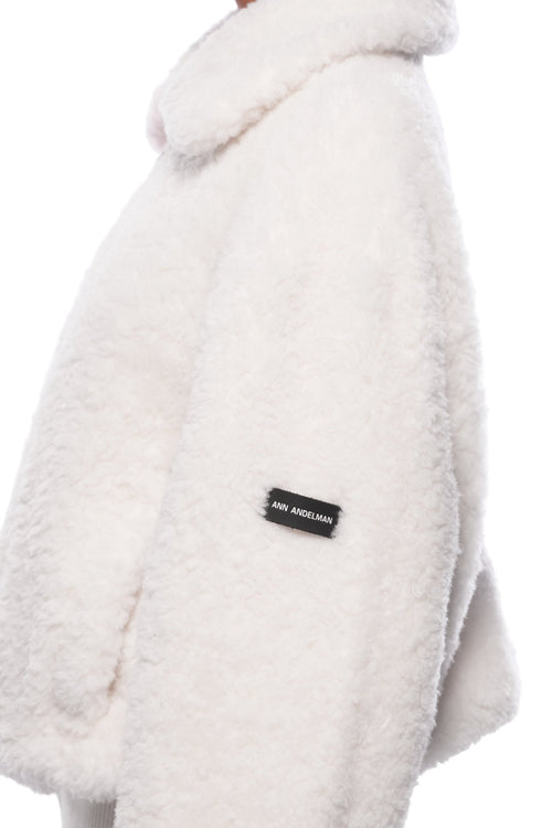 Apricot Notched Lapel Faux Fur Coat - ANN ANDELMAN