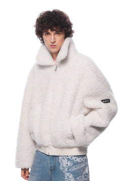 Apricot Notched Lapel Faux Fur Coat - ANN ANDELMAN