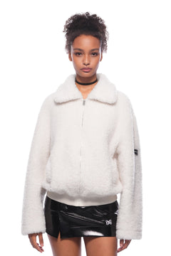 Apricot Notched Lapel Faux Fur Coat - ANN ANDELMAN