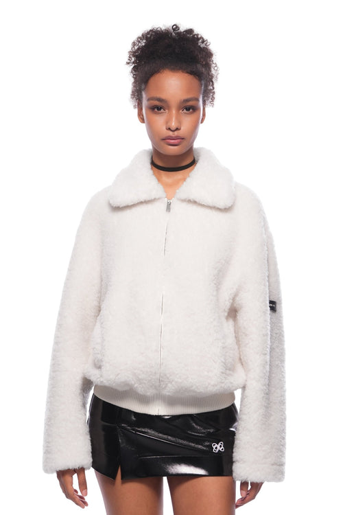 Apricot Notched Lapel Faux Fur Coat - ANN ANDELMAN