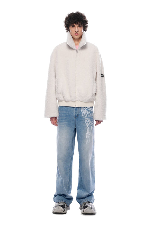 Apricot Notched Lapel Faux Fur Coat - ANN ANDELMAN