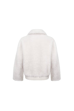 Apricot Notched Lapel Faux Fur Coat - ANN ANDELMAN